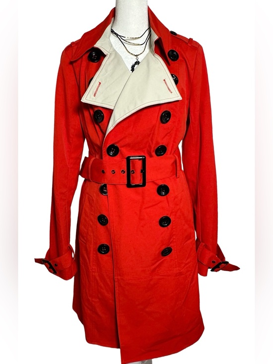 Worthington Jackets & Blazers - Worthington Red Trench with Cream Lining Burberry Look-a-like Vintage Look NWT